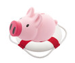 Savings help. Piggy bank with Lifebuoy