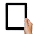 digital tablet in hand isolated on white