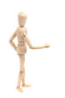 A wooden mannequin give a hand, greets. A wooden mannequin give a hand, greets.