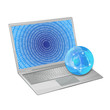 vector laptop computer with earth globe