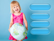 A girl with the globe is choosing