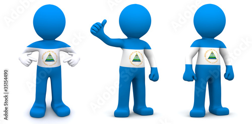Illustration: 3d character textured with flag of Nicaragua 3d character textured with flag of Nicaragua