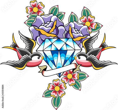 Swallow Tattoo Designs on Swallow Diamond Tattoo Design Creative Stock 35154884 See