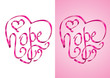Hope - Heart shape calligraphy with ribbon - Vector Illustration