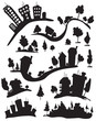 Silhouettes of houses. Silhouettes of houses.