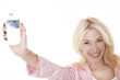 Girl stretches phone