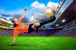 Football player on field of stadium