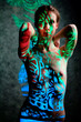 Strange girl's studio portrait