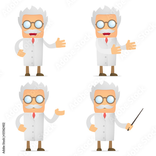 Vector: funny cartoon scientist giving presentation funny cartoon scientist giving presentation