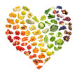 Rainbow heart of fruits and vegetables Rainbow heart of fruits and vegetables