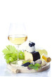 white wine, grape and cheese