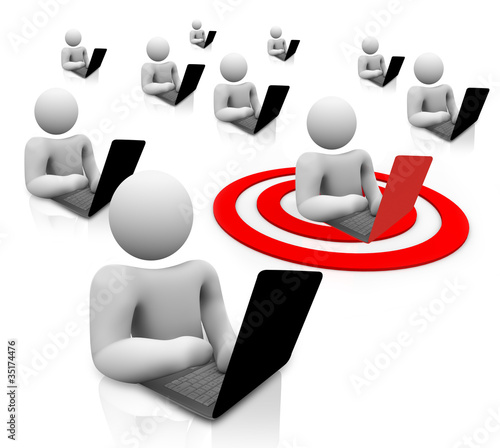 Illustration: One Targeted Laptop Computer User Customer Person One Targeted Laptop Computer User Customer Person