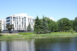 Photo: modern building in park modern building in park
