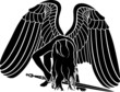 padl&yacute; anděl s mečem. pomsta symbol