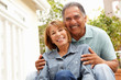 Senior couple relaxing in garden