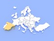 3d rendering of a map of Europe and Spain