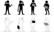 Business man 2D - Communication - Outline
