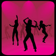 Dancing silhouettes on pink background Dancing silhouettes on pink background