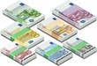isometric full set of euro banknotes isometric full set of euro banknotes
