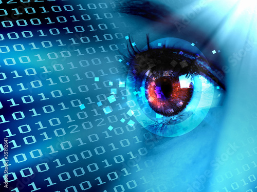 Illustration: Stream of digital data and eye Stream of digital data and eye