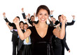 Business woman with a group