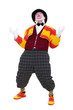 angry clown looking up