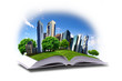 Open book with green nature world Open book with green nature world