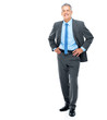 Senior business man standing on white background
