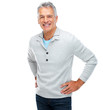 Portrait of happy middle aged guy with hands on hips Portrait of happy middle aged guy with hands on hips