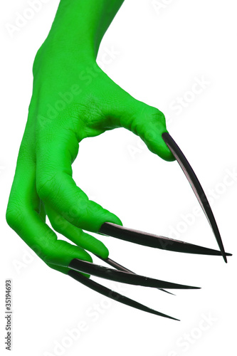 Photo: The witch's green claw. White background. The witch's green claw. White background.