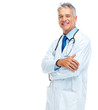 Smiling senior doctor standing confidently Smiling senior doctor standing confidently