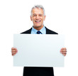 Businessman showing an empty board to write
