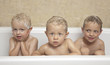 Photo: Children bathing (Three boys with foam on hair) Children bathing (Three boys with foam on hair)