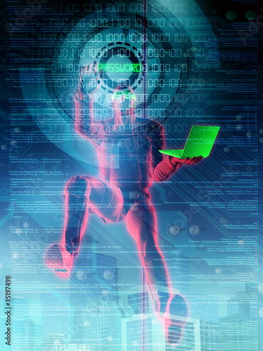 Illustration: Hacker in action Hacker in action