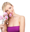 pretty girl holds a flower