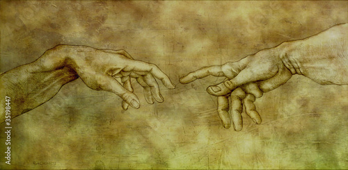 Photo: After Michelangelo - Adam and God After Michelangelo - Adam and God