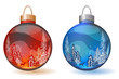 Two Christmas glass balls with winter landscape on them Two Christmas glass balls with winter landscape on them