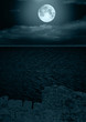 full moon in clouds reflected in water