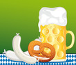 Oktoberfest Zunft mit Weißwurst, Brezel und Biermaß