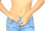 Video: Slim woman dressing jeans, isolated on white Slim woman dressing jeans, isolated on white