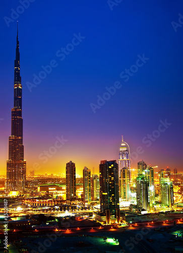 Photo: Dubai downtown at night Dubai downtown at night
