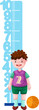 Boy with height scale