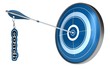 Arrow center of a target. coach, coaching concept