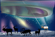 deers under aurora illustration