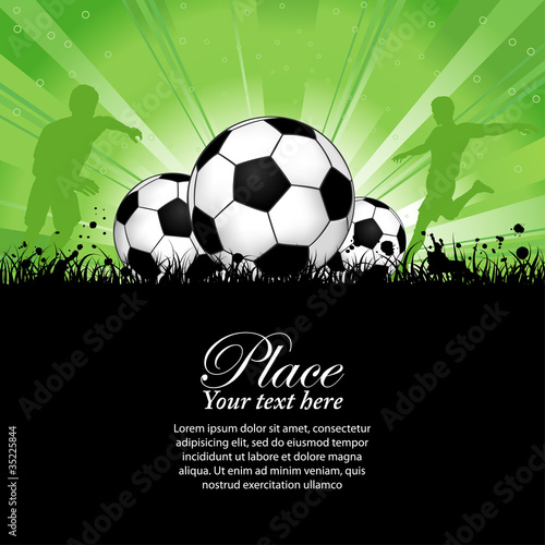 Vector: Soccer Players on Grunge Background Soccer Players on Grunge Background