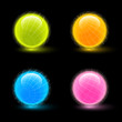 Glowing wireframe spheres isolated on black background