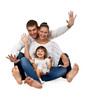 father, mother, daughter, sitting in the studio