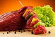 Raw beef on cutting board