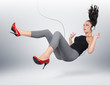 Photo: Young girl with headphones in unreal pose Young girl with headphones in unreal pose