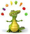 Crocodile et légumes
